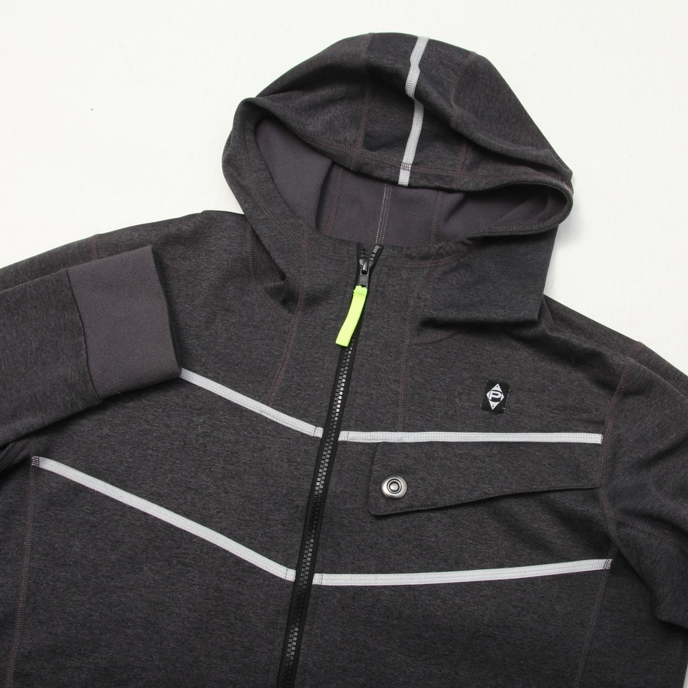 Panache Cyclewear Jacket Mens Large Gray Hooded Full Zip Reflective Cycling